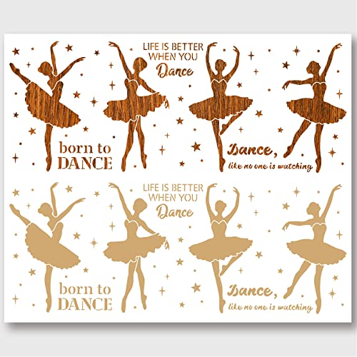 NBEADS Ballerina Logo Malen Schablonen, 100x40 cm Wiederverwendbare PET Balletttänzer Vorlage Robuste DIY Kunst Handwerk Malerei Wandschablonen zum Malen auf Holz Leinwand Papier Möbel Wand von nbeads