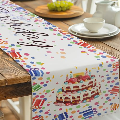 NBEADS Happy Birthday Tischläufer, Modern Tisch Läufer Sommer Tischläufer Waschbarer Tischläufer Esstisch Dekoration Tischdecke für Haus Küche Party Festival Dekor, 33x183cm NBEADS Happy Birthday Tischläufer, Modern Tisch Läufer Sommer Tischläufer Waschbarer Tischläufer Esstisch Dekoration Tischdecke für Haus Küche Party Festival Dekor, 33x183cm von nbeads