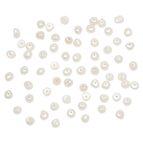 NBEADS Ungefähr 66 Stück Runde Süßwasserperlen, 4mm, Weiß, Natürliche Perlen für Armbänder, Halsketten, Ohrringe von nbeads