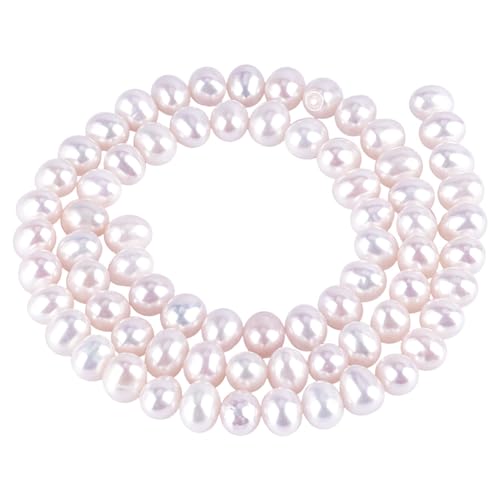 nbeads 1 Strang 5~6mm ca. 65-67 Stück Natürliche Süßwasser zuchtperlen, Beige Natürliche Runde Süßwasser perlen Für DIY Handwerk Schmuck Armbänder Halsketten Ohrringe von nbeads