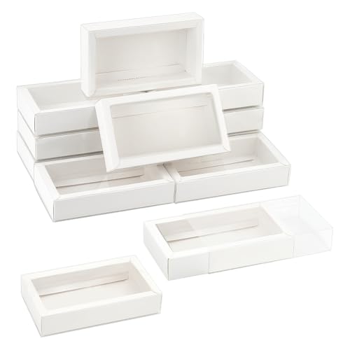 nbeads 12 Stk. Schublade Kraft Boxen, 16x9x3.2cm Geschenk Verpackung Fall Faltbare Wiederverwendbar Papier-Schubladen-Boxen mit Plastikdeckel für Party Gunst Leckereien Schmuck, Weiß nbeads 12 Stk. Schublade Kraft Boxen, 16x9x3.2cm Geschenk Verpackung Fall Faltbare Wiederverwendbar Papier-Schubladen-Boxen mit Plastikdeckel für Party Gunst Leckereien Schmuck, Weiß von nbeads