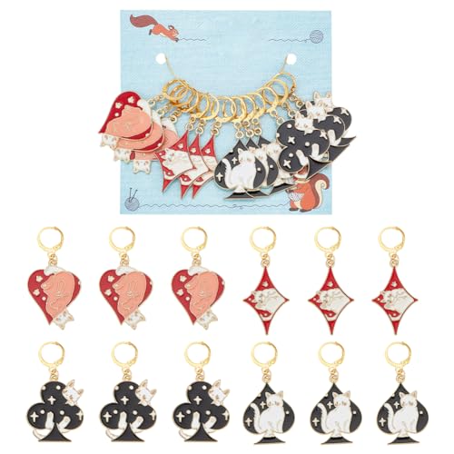 NBEADS 12 Stück 4 Stile Poker Cat Maschenmarkierer, Emaille-Maschenmarkierer Zum Häkeln Abnehmbarer Haken Mit Hebelverschluss Maschenmarkierer Zum Stricken Weben Nähen Schmuckherstellung NBEADS 12 Stück 4 Stile Poker Cat Maschenmarkierer, Emaille-Maschenmarkierer Zum Häkeln Abnehmbarer Haken Mit Hebelverschluss Maschenmarkierer Zum Stricken Weben Nähen Schmuckherstellung von nbeads