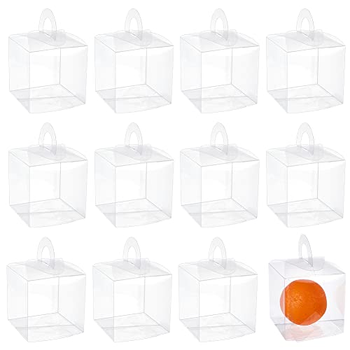 nbeads 12 Stück Hängende Transparente PVC Geschenkboxen, 10x10x10cm Klare Pralinenschachtel Rechteckige PVC Bevorzugungsschachteln Für Süßigkeiten Schokoladenformen Weihnachten Hochzeit Ornamente von nbeads