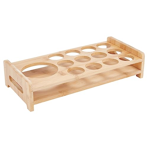 nbeads 13 Schuss Glas-Tablett-Halter, Bambus Holz Schnapsgläser Halter Weingläser Organizer Rack Dicke Basis Schnapsglas Servertablett Für Familienparty Bar Pub Restaurant von nbeads