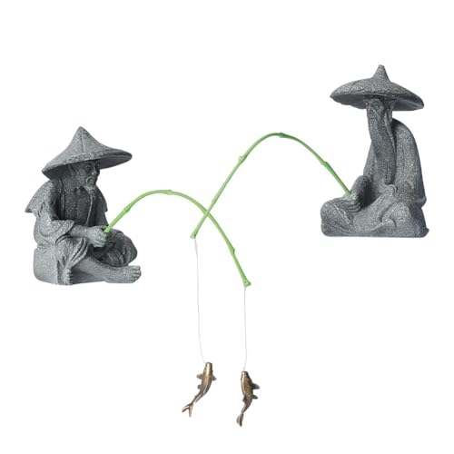 nbeads 2 STK. 2 Stile Mini-Figuren, Kunstharz Angeln Statue Sitzender Figuren Bonsai-Figur für Fish Tank Bonsai Miniatur-Landschaft Indoor-Skulptur Patio Ornamente von nbeads