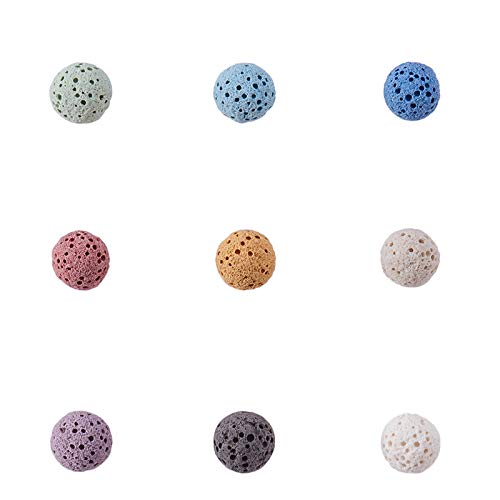nbeads 200 Stück Lava Stein Perlen 8mm lavastein perlen ohne Loch Bunte Chakra Perlen für ätherisches Öl und Schmuckherstellung von nbeads