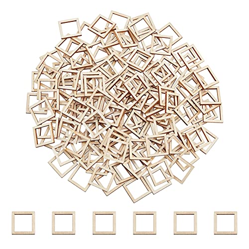 nbeads 200 Stück Quadratische Holz Verbindungsringe, 20x20mm unvollendete Holz quadratische Rahmen unfertige Holzstücke Ringe Form Verbindungsring Charms für DIY Schmuck Handwerk Home Ornamente von nbeads