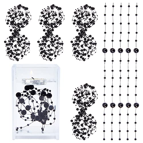 nbeads 20m Künstliche Perlenschnur für schwimmende Kerzen, Schwarz perlengirlande Perlenkette Angelschnur Schnurperlen Girlande Perlen Trims Vasenfüller Für Hochzeit Dekoration DIY Braut Haarschmuck von nbeads