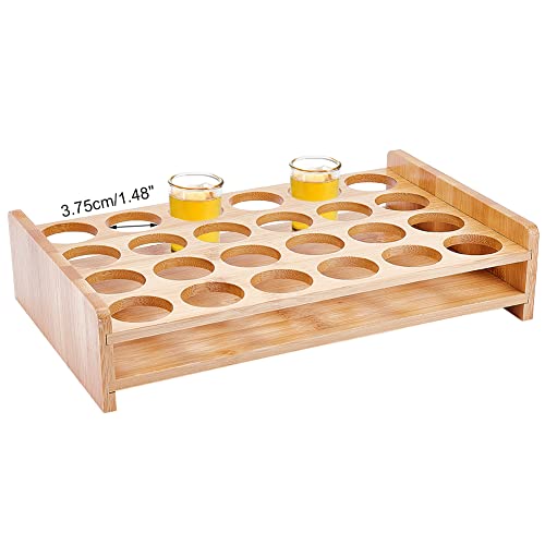 nbeads 24 Schnapsglas Set, Loch: 3.75 cm Schnapsgläser Tablethalter Bar Bambus Schnapsglashalter Weinglas Tasse Serviertablett Schnapsglas Organizer Holz Schnapsbank Bar Zubehör Für Party Bar Club von nbeads