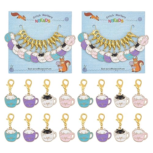 nbeads 24 Stück Tasse Mit Katzenstichmarkern, Emaille-Legierung Häkel-Stichmarkierer Abnehmbare Karabinerverschlüsse Verriegelbarer Maschenmarkierer Zum Stricken Weben Nähen Schmuckherstellung nbeads 24 Stück Tasse Mit Katzenstichmarkern, Emaille-Legierung Häkel-Stichmarkierer Abnehmbare Karabinerverschlüsse Verriegelbarer Maschenmarkierer Zum Stricken Weben Nähen Schmuckherstellung von nbeads