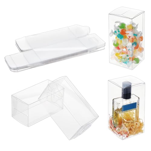 nbeads 24 Stück Transparente PVC-Box, 6x6x12.1cm Durchsichtige Geschenkverpackungsboxen Aus Kunststoff Für Hochzeiten, Geschenkboxen Für Süßigkeiten Kekse Kuchen Schokolade Geschenke Formen von nbeads