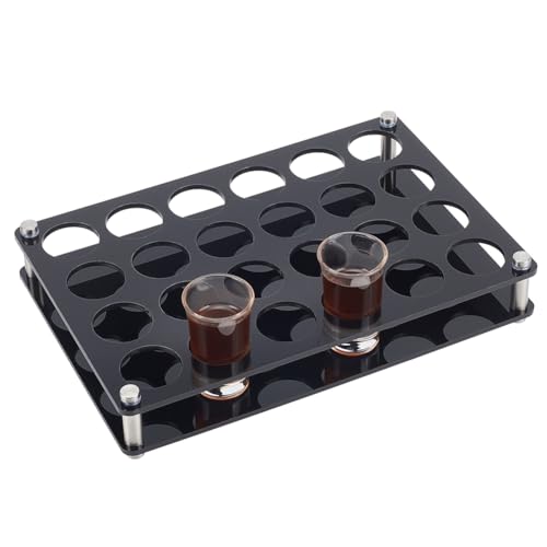 nbeads 24 Tabletthalter Für Schnapsgläser, Schwarz Bar Acryl Schnapsgläser Halter Weinglas Tasse Serviertablett Tassen Organizer Schnapsglas Display Für Party Bar Club, Loch: 3.8cm von nbeads