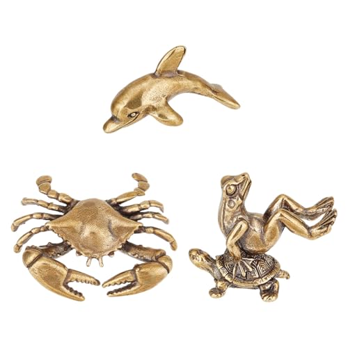 nbeads 3 STK. 3 Stile Messing-Tier-Skulptur, Frosch Delfin Krabbe Messing Statuen Metall-Tier-Figuren Mini Messing Ornament Miniaturen Figürchen für Home Office Garten Desktop Dekor nbeads 3 STK. 3 Stile Messing-Tier-Skulptur, Frosch Delfin Krabbe Messing Statuen Metall-Tier-Figuren Mini Messing Ornament Miniaturen Figürchen für Home Office Garten Desktop Dekor von nbeads