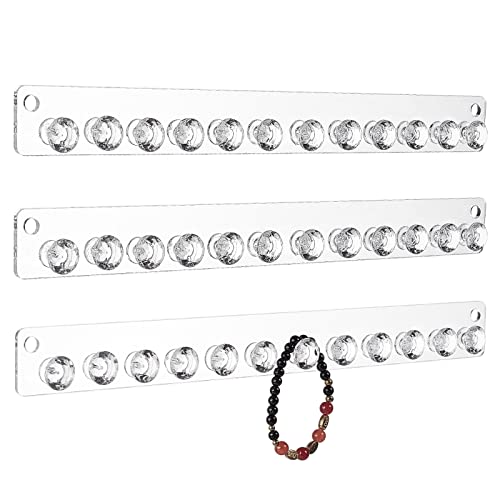 nbeads 3 Stück Acryl Halskettenhalter, Durchsichtige Wandmontage Halsketten Organizer Acryl Schmuck Display Haken mit 12 Haken, 3.5x34x1.7 cm von nbeads