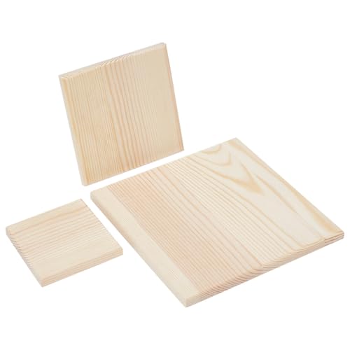nbeads 3-teiliger quadratischer Holz-Display-Sockel, Schmuck-Tablett, Schmuck-Display-Ständer für Einzelhandel, 7/10/15 cm, Blanchierte Mandel von nbeads