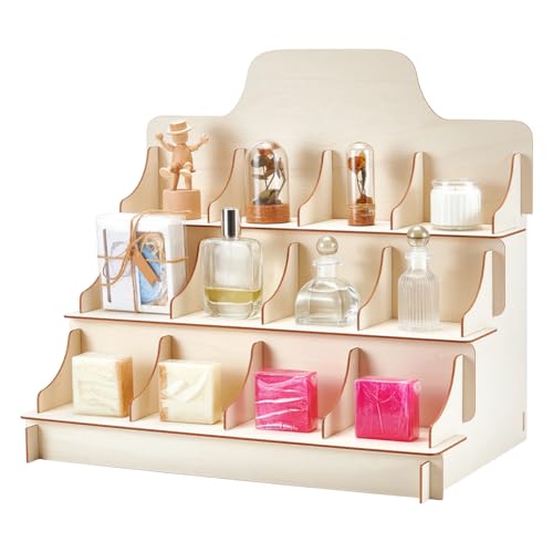 nbeads 3 Stufiger Tischdisplayständer Für Den Einzelhandel, Seifenaufbewahrungsständer Mit 12 Fach Für Den Einzelhandel Tischtheke Handwerksausstellungen Bauernmärkte 45.5x29.5x41cm von nbeads
