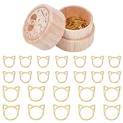nbeads 30 Stück Katzenkopf Maschenmarkierer Ringe, Legierung Metallic Stichmarker Strickstich Gegenstich Ringmarkierer Mit Holz Aufbewahrungsbox zum Stricken Nähen Quilten Schmuck Herstellung von nbeads