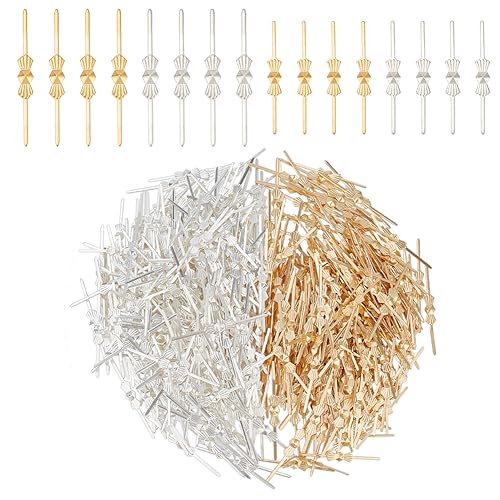 nbeads 400 STK. 3.3cm/4cm Lange Fliege Verbinder, Golden/Silber Kronleuchter Verbinder Clip Metall Kristall Lampe Teil Verbinder Clips für DIY Kronleuchter Kristall Ersatz Icicle Teil von nbeads