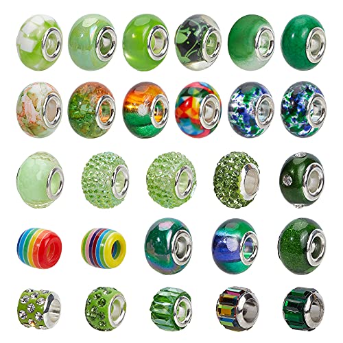 nbeads 54 Stück Europäische Perlen, Gemischte Farbe und Stil Strass Perlen Charms Großes Loch Acrylharz Polymer Clay Spacer Perlen für DIY Schmuckherstellung nbeads 54 Stück Europäische Perlen, Gemischte Farbe und Stil Strass Perlen Charms Großes Loch Acrylharz Polymer Clay Spacer Perlen für DIY Schmuckherstellung von nbeads