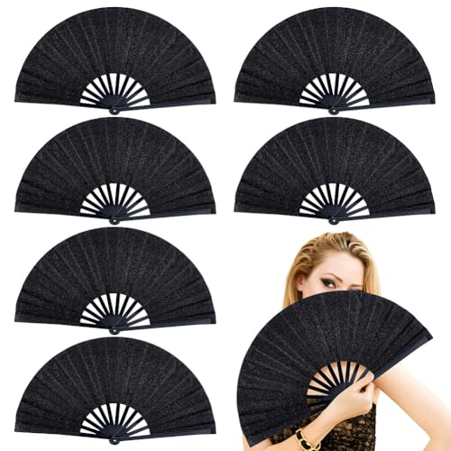 nbeads 6 Packung Glitzernde Faltbare Handfächer, 33cm Schwarze Kunststoff Klack Fans Für Line Dance Rave Hochzeit Konzert Dekorative Faltbare Party Fan nbeads 6 Packung Glitzernde Faltbare Handfächer, 33cm Schwarze Kunststoff Klack Fans Für Line Dance Rave Hochzeit Konzert Dekorative Faltbare Party Fan von nbeads