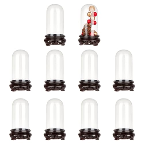 nbeads 6 Set Kuppel-Cloche Aus Kunststoff, Dekorative Vitrine Mit Acrylboden Transparentes Cloche-Glockenglas Terrarium Für Hochzeitsrosen-Tischdekoration, 4.8x8.9cm von nbeads