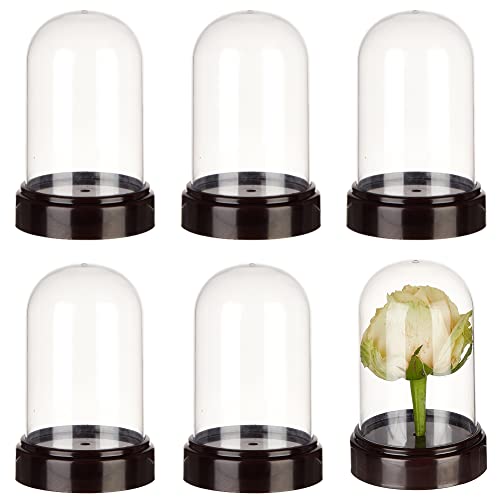 nbeads 6 Sets Dekorative Kunststoff-Glocke Jar, 7x10,7cm Transparente Kunststoff-Kuppel-Cloche Dekorative Vitrine mit Boden Für Tafelaufsätze Pflanzen Steine,Muster Dekorationen von nbeads