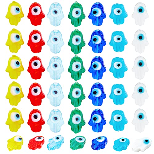 Nbeads Ca. 42 Stück Hamsa Hand Evil Eye Perlen, 7 Farben Hand Der Perlen Handgemachte Lampwork Glas Evil Eye Perlen Flache Evil Eye Perlen Spacer Für Die Schmuckherstellung Nbeads Ca. 42 Stück Hamsa Hand Evil Eye Perlen, 7 Farben Hand Der Perlen Handgemachte Lampwork Glas Evil Eye Perlen Flache Evil Eye Perlen Spacer Für Die Schmuckherstellung von nbeads