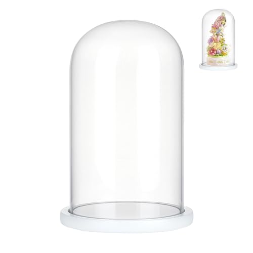 nbeads Glas-Display-Cloche-Kuppel, Dekorative Glaskuppelabdeckung Durchsichtige Glockenglas-Vitrine Mit Weißem Holzsockel Für Sammlerstücke Rose Büro Zuhause Tischdekoration, 15x25.5cm nbeads Glas-Display-Cloche-Kuppel, Dekorative Glaskuppelabdeckung Durchsichtige Glockenglas-Vitrine Mit Weißem Holzsockel Für Sammlerstücke Rose Büro Zuhause Tischdekoration, 15x25.5cm von nbeads
