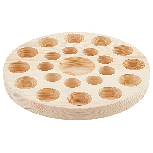 nbeads Holz Ätherisches Öl Display Ständer, 22 Slots Wheat Wood Round Storage Display Halter Wooden Nail Polish Lipstick Aufbewahrungsbox for kosmetische, Innendurchmesser: 4.3 cm, 2.2cm Und 2.95cm von nbeads