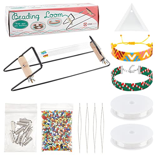 NBEADS Metall Perlenwebstuhl Kit, einschließlich Glassamenperlen elastischer Faden Perlennadeln 304 Edelstahlschlitten am Ende Verschlussrohr Perlenperlen für Schmuck Herstellung Armbänder von nbeads
