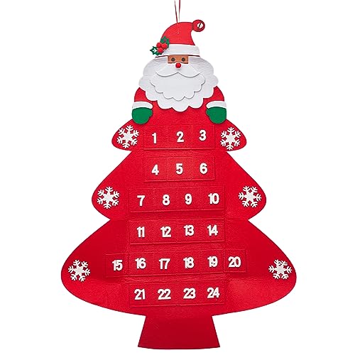 nbeads Weihnachtsbaum-Adventskalender Aus Stoff, Filz Weihnachtsbaum Stoff Wandbehang Faser Weihnachten Countdown Kalender Geschenk Für Weihnachten Neujahr Wand Home Party Dekoration von nbeads