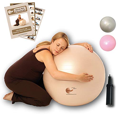 nbf Gymnastikball Schwangerschafts mit Pumpe 55cm 65cm 75cm Geburtsball für Schwangere und Geburt 75cm Weißgold von nbf natural birth & fitness