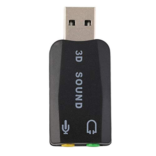 nbvmngjhjlkjlUK USB 2.0 zu 3D Audio Soundkarte Adapter, langlebig leicht USB 2.0 zu 3D für Mikrofon Lautsprecher Audio Headset Soundkarte Adapter 5.1 Kanäle für PC Laptop (schwarz) von nbvmngjhjlkjlUK