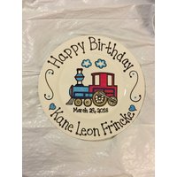 Handbemalter Keramikteller - Keramik Teller Zug Geburtstagsteller Geschenkteller Geburtstagsgeschenk von ncgalcreations