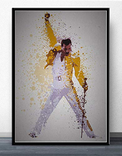ndegdgswg Freddie Mercury Queen Rock Band legendären Popstar Comic Poster ， und Drucke Malerei ， Kunst Wandbilder für Wohnzimmer Wohnkultur （40 * 60cm）@18x24 inch No Frame_Hellgrün von ndegdgswg