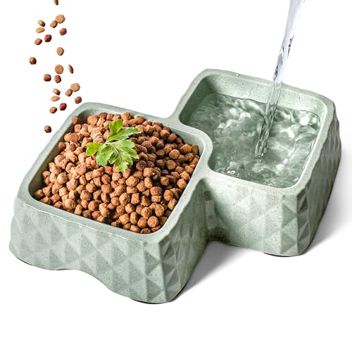 ne&no® Bambus-Doppelnapf rutschfest für Katzen und kleine Hunde -bis 400g Futter + 350ml Wasser Inhalt- Katzen Fressnapf - Hundenapf Bambus - Trinknapf Katze von ne&no
