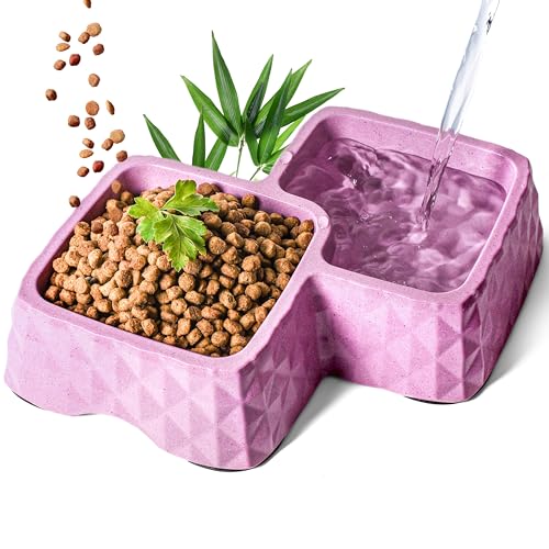 ne&no® Bambus-Doppelnapf rutschfest für Katzen und kleine Hunde -bis 400g Futter + 350ml Wasser Inhalt- Katzen Fressnapf - Hundenapf Bambus - Trinknapf Katze von ne&no