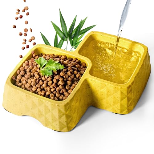 ne&no® Bambus-Doppelnapf rutschfest für Katzen und kleine Hunde -bis 400g Futter + 350ml Wasser Inhalt- Katzen Fressnapf - Hundenapf Bambus - Trinknapf Katze von ne&no