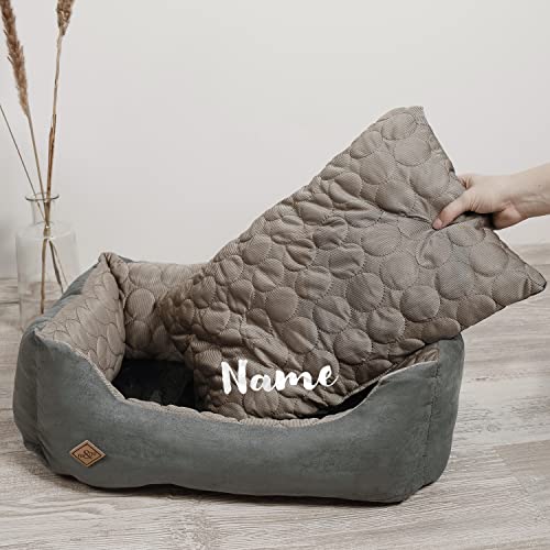 ne&no® Hundebett 2 in 1 PERSONALISIERT [kühlender und wärmender Stoff] | Hundebett kleine Hunde | Hunde Bett 45x60 | Hundebett eckig | Hunde Schlafplatz (B, m, pers.) von ne&no