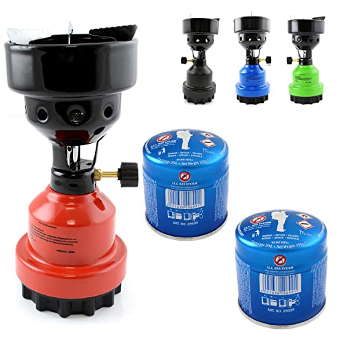nean moderner Gas Campingkocher für Gaskartuschen/Stechkartuschen Gaskocher Gasbrenner Shishabrenner Shisha Kohleanzünder Anzünder Kartuschenkocher + 2 Gas-Kartuschen (Rot) von nean