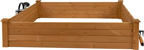 needs&wants® Große Hochbeet-Umrandung aus Holz für Garten Terrasse, Pflanzbeet Bausatz XL quadratisch, Blumenbeet Kräuterbeet Beetumrandung niedrig deko, 120 x 120 x 26,5 cm, dunkel-braun von needs&wants