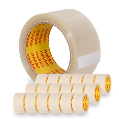 nekko 18 Rollen Paketklebeband Transparent- Starke Klebekraft, Kein Einreißen, Leises Abrollen - Packband Verpackungsband - 50mm x 66m Klebeband nekko 18 Rollen Paketklebeband Transparent- Starke Klebekraft, Kein Einreißen, Leises Abrollen - Packband Verpackungsband - 50mm x 66m Klebeband von nekko
