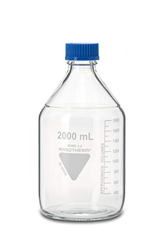 Rasotherm Boro 3.3 Laborflaschen, Blaue Schraubkappe, GL45 Gewinde, 2000ml Kapazität von Rasotherm