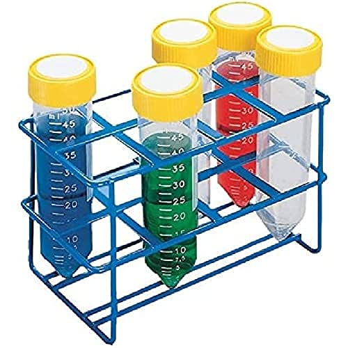 neoLab Epoxidharzbeschichtet Stahl Ständer für 2 x 4 Loch 50ml Zentrifugenröhrchen, Blau, 89mm x 80mm von neoLab