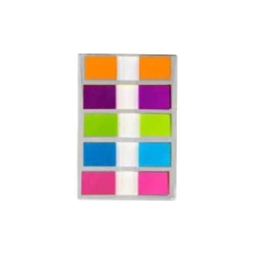 neoLab Papier Haftnotizen in Leuchtfarben, 5 Blocks mit 5, 43mm x 12mm, 100 Stück von neoLab