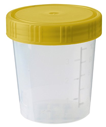 neoLab Polypropylen Becher mit Gelb Schraubdeckel, Montiert, Unsteril, 100ml Kapazität, 56mm x 70mm, 240 Stück von neoLab