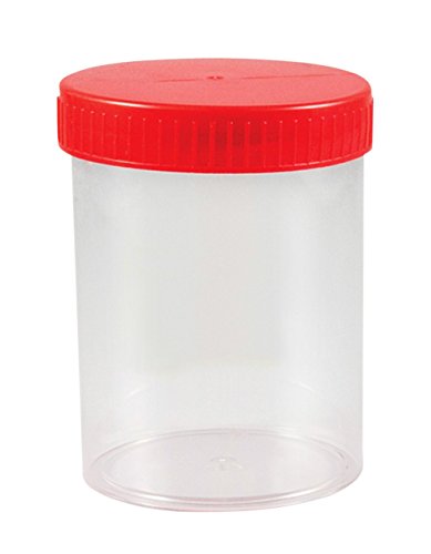 neoLab Polystyrol Mehrzweckbecher mit Rot Schraubdeckel, Steril, Transparent, 200ml Kapazität, 64mm x 150mm, 150 Stück von neoLab