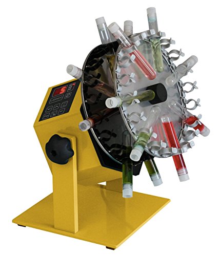 neoLabLine Rotator ohne Drehteller mit Digitaler Anzeige, Gelb, 90 Grad bis 27 Grad Verstellbar, 5-50 UpM Variabel, 230V, 50W, 200mm x 200mm x 250mm von neoLab