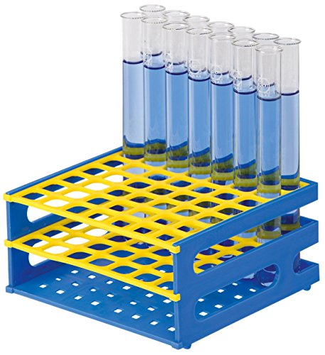 neoRack Polypropylen Zusammensteckbar Röhrchengestell für 7 x 7 Plätze 16mm Gefäße, Blau/Gelb von neoLab