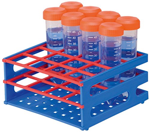 neoRack Polypropylen Zusammensteckbar Röhrchengestell für 4 x 4 Plätze 30mm Gefäße, Blau/Rot von neoLab